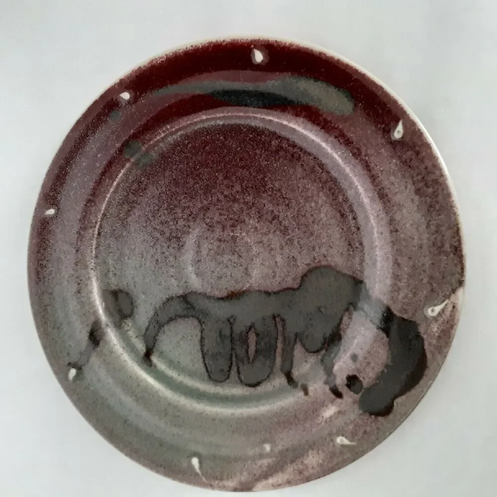 Larry Watson Pottery Plate Signed Modern Art, Eclectic, Stoneware